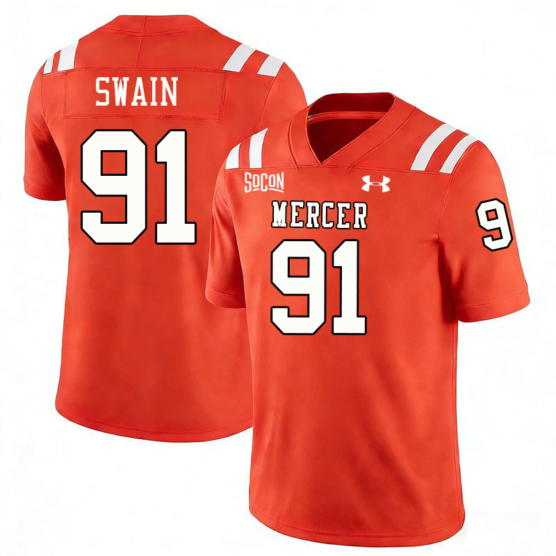 Mercer Bears #91 Jordan Swain College Football Jerseys,Uniforms Stitched-Orange